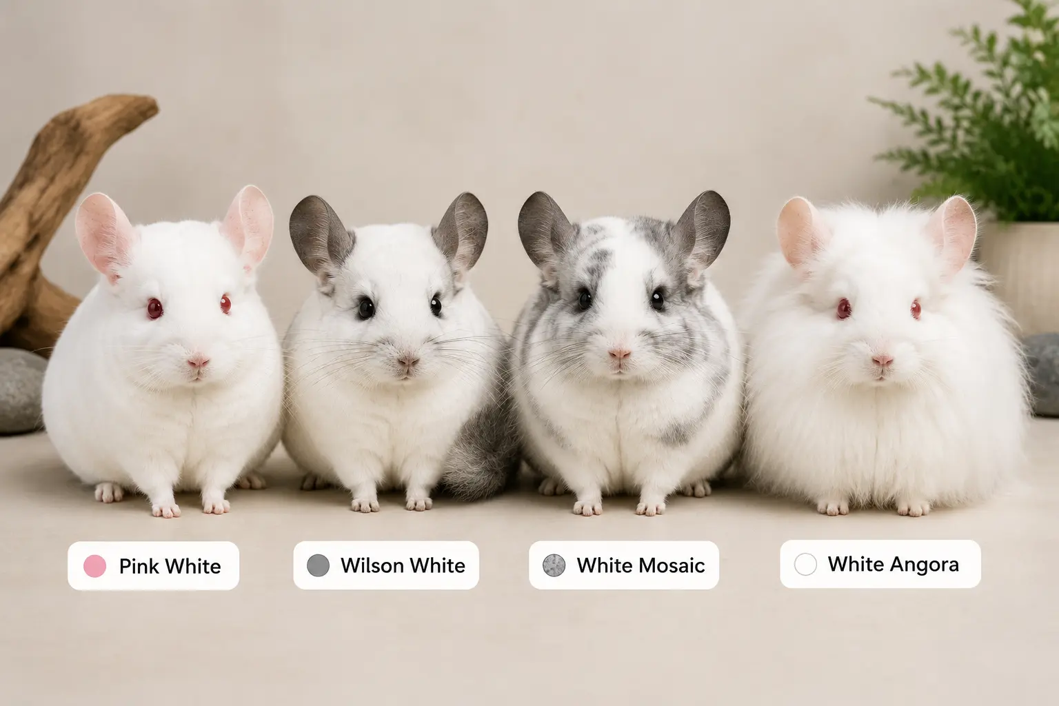 white chinchilla varieties pink white wilson white and mosaic