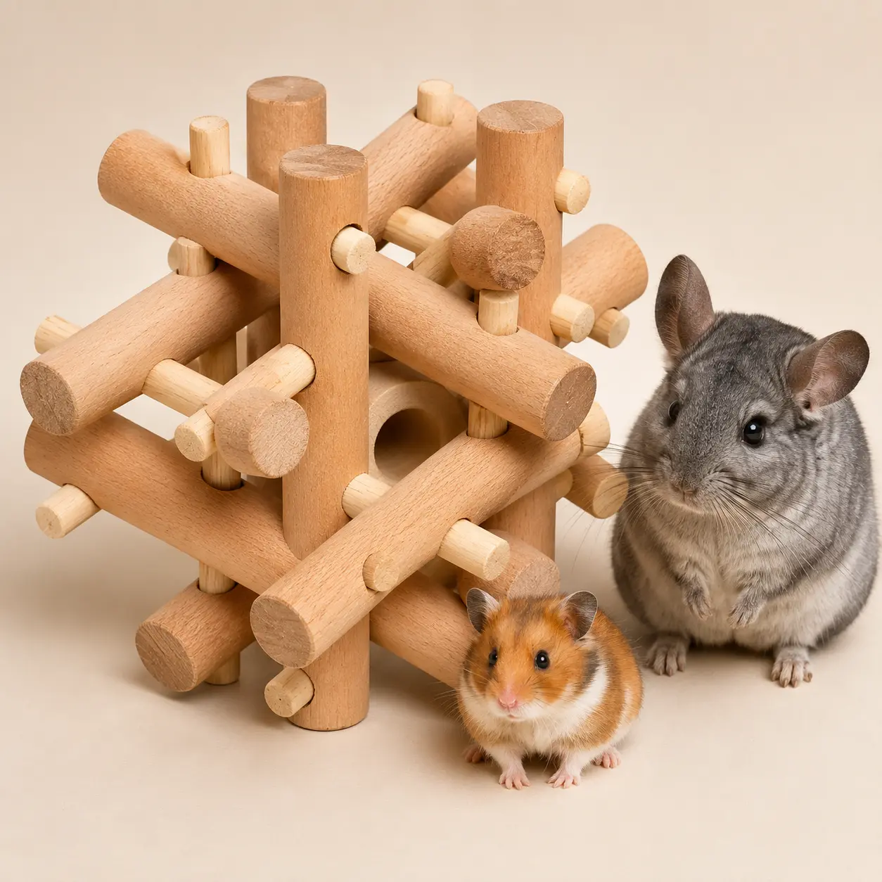 nut knot nibbler wooden foraging toy for chinchilla