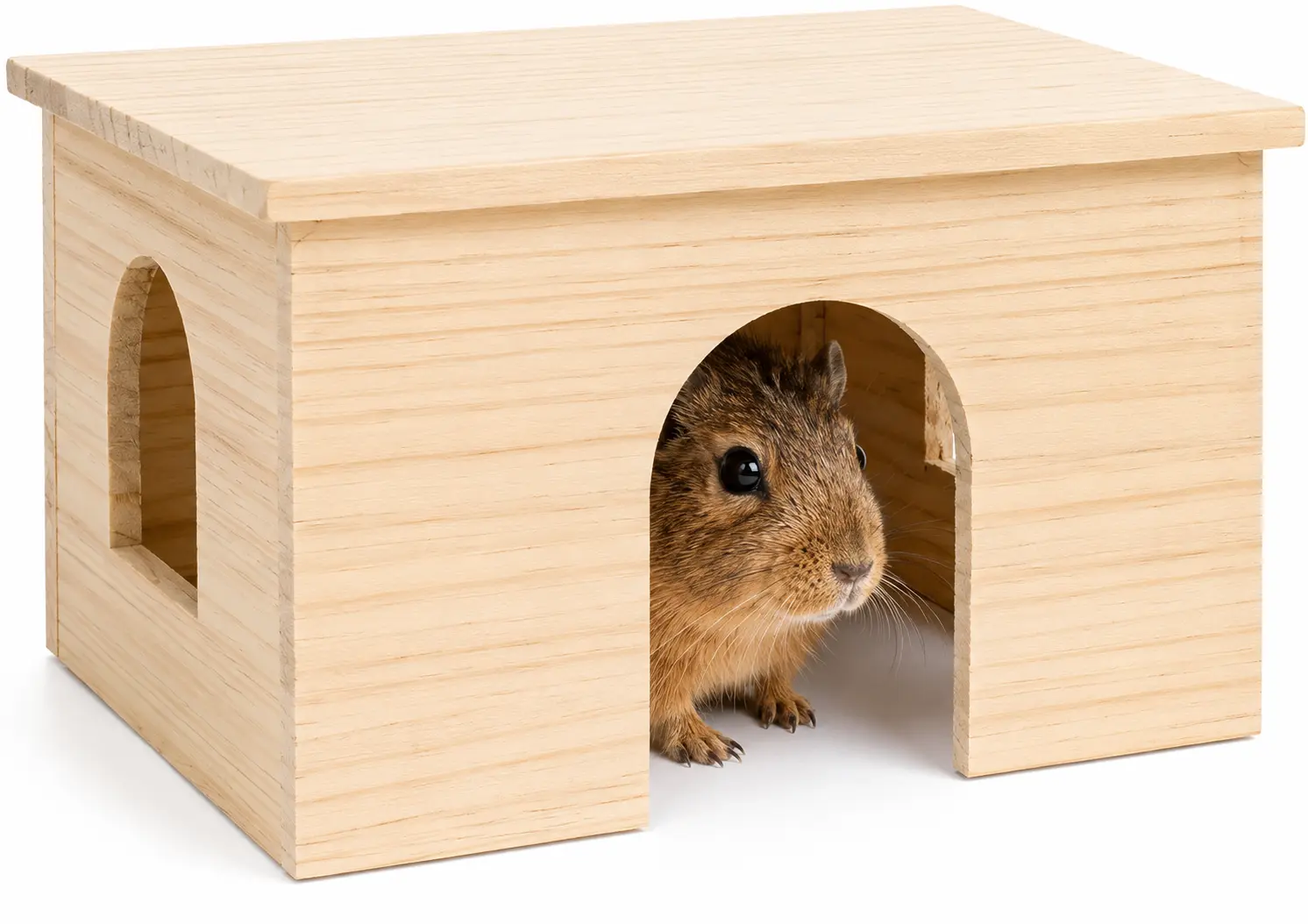 wooden hideout hut for chinchilla cage